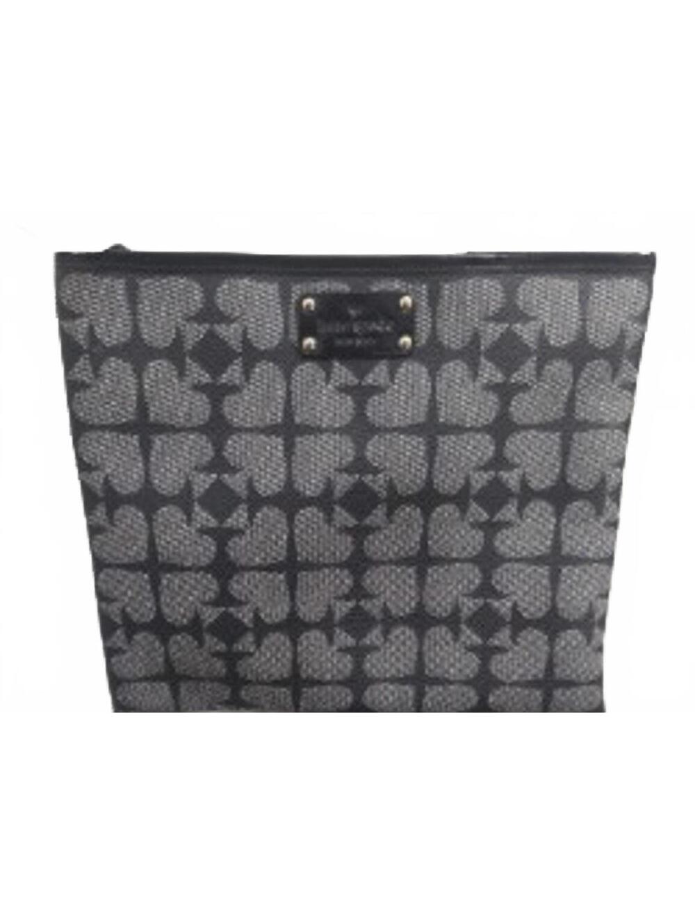 Kate Spade Black and Gray Heart Pattern Cosmetic Pouch